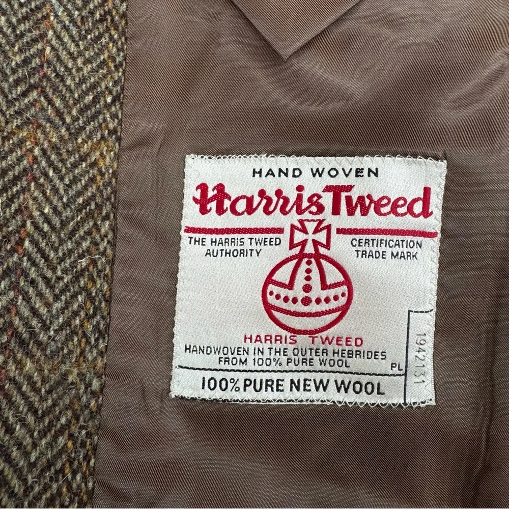 Harris Tweed Herringbone Sport Coat in Brown Autumn tones Sz 38S | Canada 🍁